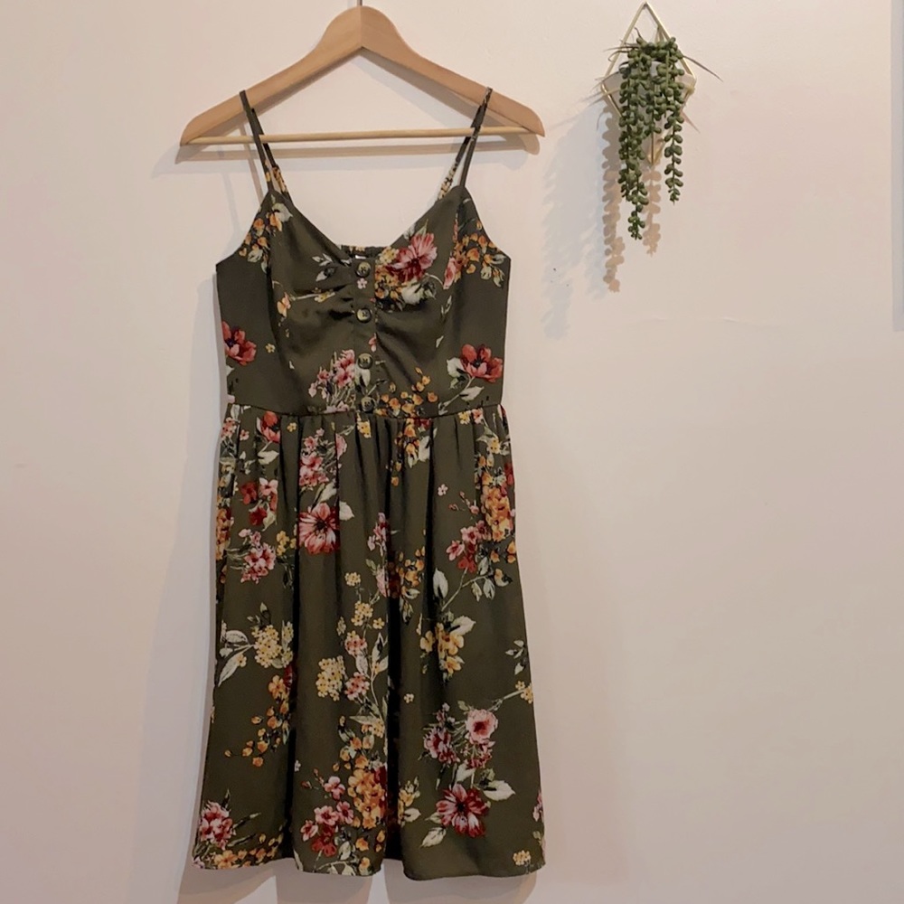 Green floral summer dress